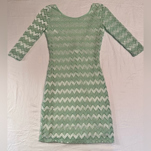Lace Fronted Dress Green Metallic A’GACI A’GACI A’GACI Size Med Fairy EuroSummer - Picture 5 of 9